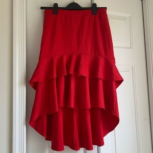 Red ruffled skirt